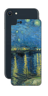 iPhone SE 2022 第3世代用 背面 保護 フィルム 名画 プリント ゴッホ ローヌの星月夜( フィンセント ファン ゴッホ Vincent Willem van Gogh )