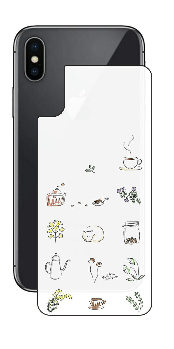 iPhone X用 【コラボ プリント Design by すいかねこ 001 】 背面 保護 フィルム 日本製