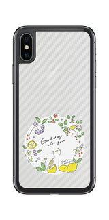 iPhone X用 【コラボ プリント Design by すいかねこ 002 】 カーボン調 背面 保護 フィルム 日本製