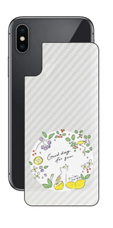 iPhone X用 【コラボ プリント Design by すいかねこ 002 】 カーボン調 背面 保護 フィルム 日本製