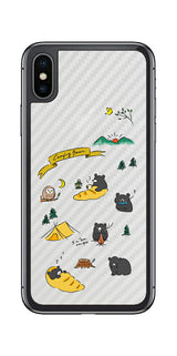 iPhone X用 【コラボ プリント Design by すいかねこ 004 】 カーボン調 背面 保護 フィルム 日本製