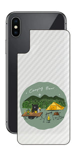iPhone X用 【コラボ プリント Design by すいかねこ 005 】 カーボン調 背面 保護 フィルム 日本製