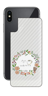 iPhone X用 【コラボ プリント Design by すいかねこ 008 】 カーボン調 背面 保護 フィルム 日本製