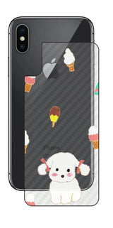 iPhone X用 【コラボ プリント Design by よこお さとみ 002】 カーボン調 背面 保護 フィルム 日本製