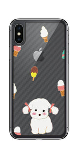 iPhone X用 【コラボ プリント Design by よこお さとみ 002】 カーボン調 背面 保護 フィルム 日本製