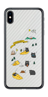 iPhone XS Max用 【コラボ プリント Design by すいかねこ 004 】 カーボン調 背面 保護 フィルム 日本製