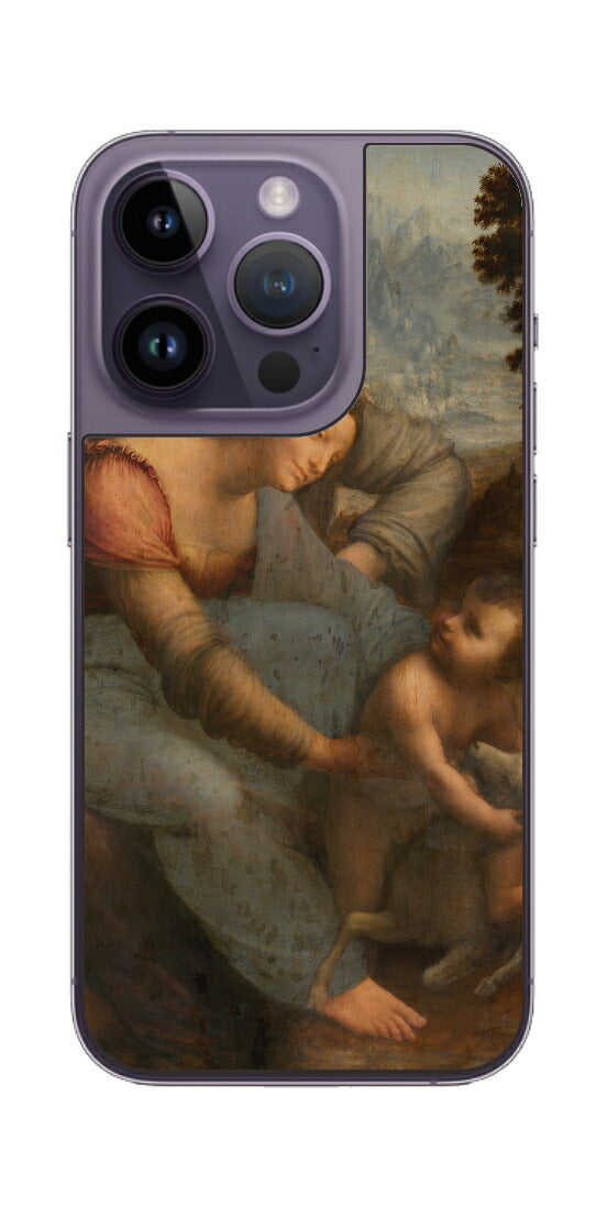 iPhone 14 pro用 背面 保護 フィルム 名画 プリント ダ・ヴィンチ 聖アンナと聖母子（ レオナルド・ダ・ヴィンチ Leonardo da Vinci ）