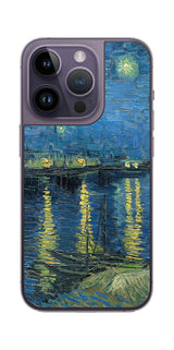 iPhone 14 pro用 背面 保護 フィルム 名画 プリント ゴッホ ローヌの星月夜( フィンセント ファン ゴッホ Vincent Willem van Gogh )