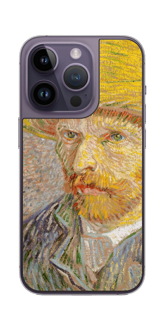 iPhone 14 pro用 背面 保護 フィルム 名画 プリント ゴッホ 麦わらの自画像（ フィンセント ファン ゴッホ Vincent Willem van Gogh ）