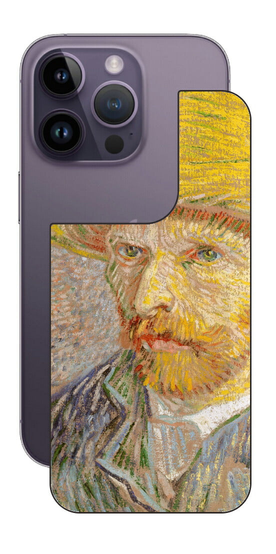 iPhone 14 pro用 背面 保護 フィルム 名画 プリント ゴッホ 麦わらの自画像（ フィンセント ファン ゴッホ Vincent Willem van Gogh ）
