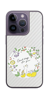 iPhone 14 Pro用 【コラボ プリント Design by すいかねこ 002 】 カーボン調 背面 保護 フィルム 日本製