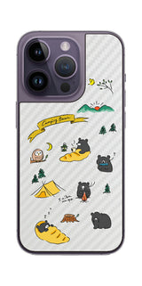 iPhone 14 Pro用 【コラボ プリント Design by すいかねこ 004 】 カーボン調 背面 保護 フィルム 日本製