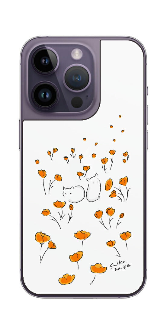 iPhone 14 Pro用 【コラボ プリント Design by すいかねこ 006 】 背面 保護 フィルム 日本製