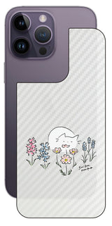 iPhone 14 pro Max用 【コラボ プリント Design by すいかねこ 003 】 カーボン調 背面 保護 フィルム 日本製