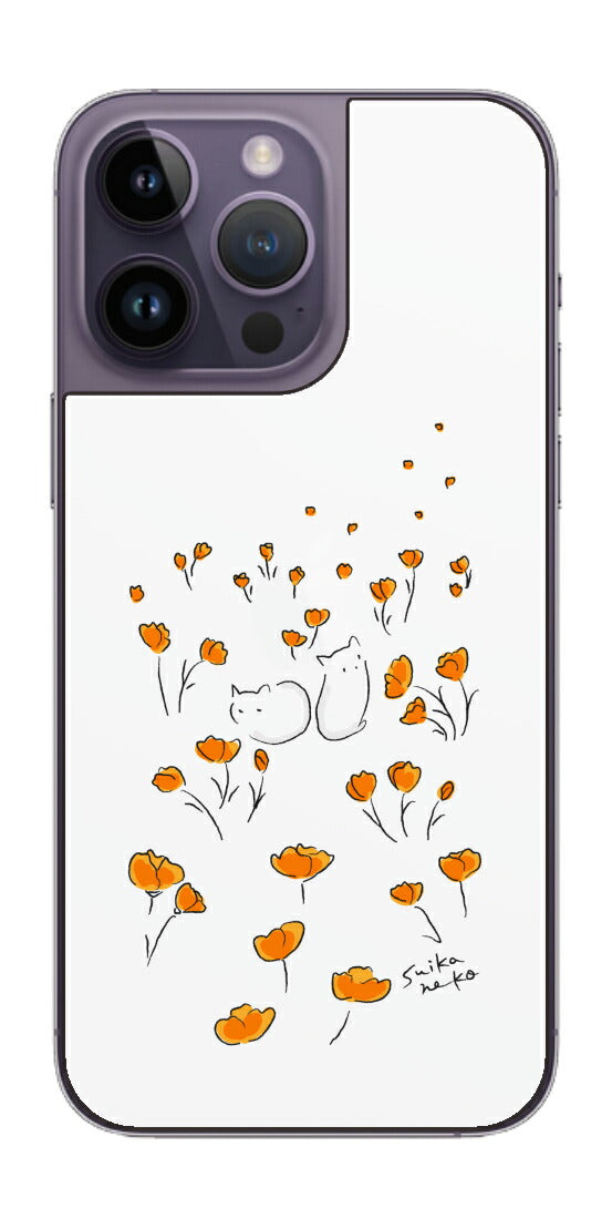 iPhone 14 pro Max用 【コラボ プリント Design by すいかねこ 006 】 背面 保護 フィルム 日本製