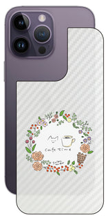 iPhone 14 pro Max用 【コラボ プリント Design by すいかねこ 008 】 カーボン調 背面 保護 フィルム 日本製