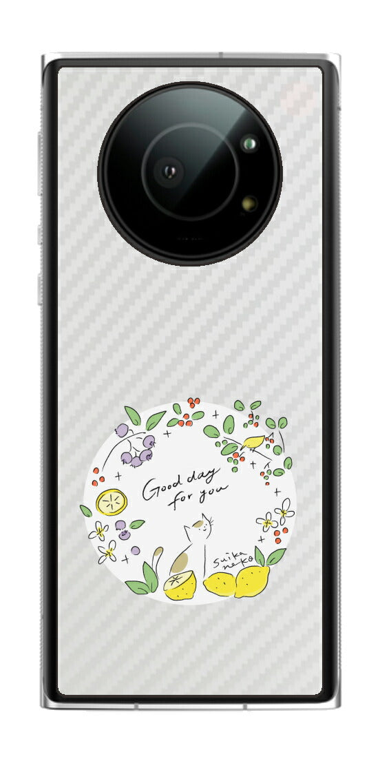 Leica Leitz Phone 1用 【コラボ プリント Design by すいかねこ 002 】 カーボン調 背面 保護 フィルム 日本製