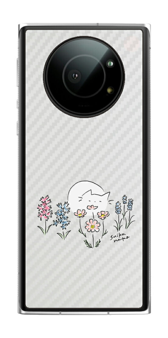 Leica Leitz Phone 1用 【コラボ プリント Design by すいかねこ 003 】 カーボン調 背面 保護 フィルム 日本製
