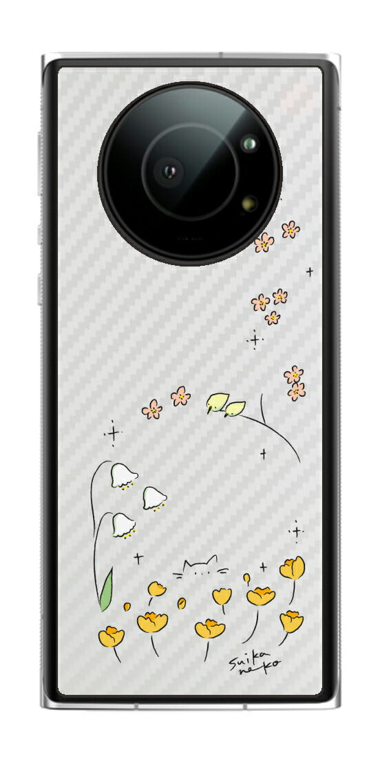Leica Leitz Phone 1用 【コラボ プリント Design by すいかねこ 009 】 カーボン調 背面 保護 フィルム 日本製