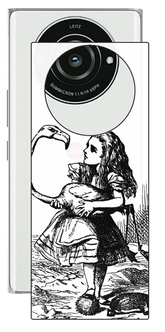 Leica Leitz Phone 2用 背面 保護 フィルム 名画プリント ジョン・テニエル （ John Tenniel ) フラミンゴでクロッケーをする場面