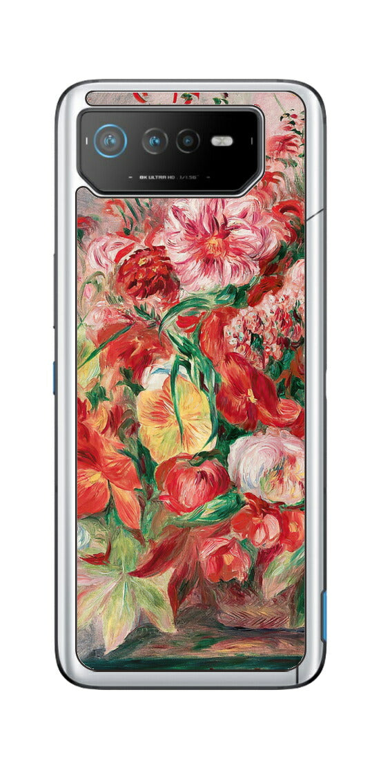 ASUS ROG Phone 6 / ROG Phone 6 Pro用 背面 保護 フィルム 名画 プリント ルノワール 花々のバスケット（ ピエール＝オーギュスト・ルノワール Pierre-Auguste Renoir ）