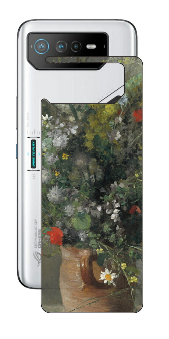 ASUS ROG Phone 6 / ROG Phone 6 Pro用 背面 保護 フィルム 名画 プリント ルノワール 花瓶の花（ ピエール＝オーギュスト・ルノワール Pierre-Auguste Renoir ）