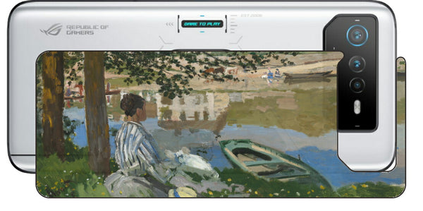 ASUS ROG Phone 6 / ROG Phone 6 Pro用 背面 保護 フィルム 名画プリント クロード・モネ （ Claude Monet ) セーヌ河岸、ベンヌクール