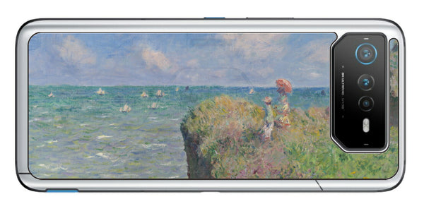 ASUS ROG Phone 6 / ROG Phone 6 Pro用 背面 保護 フィルム 名画プリント クロード・モネ （ Claude Monet ) プールヴィルの断崖の上の散歩