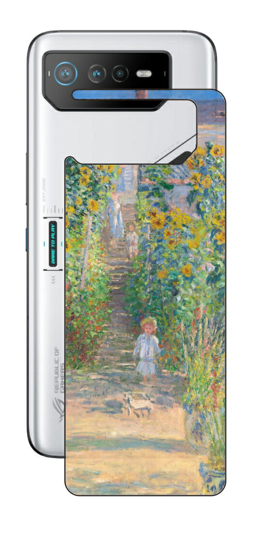ASUS ROG Phone 6 / ROG Phone 6 Pro用 背面 保護 フィルム 名画プリント クロード・モネ （ Claude Monet ) ヴェトゥイユの画家の庭