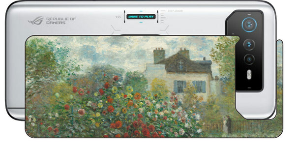 ASUS ROG Phone 6 / ROG Phone 6 Pro用 背面 保護 フィルム 名画プリント クロード・モネ （ Claude Monet ) アルジャントゥイユのモネの家の庭