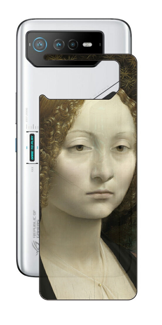 ASUS ROG Phone 6 / ROG Phone 6 Pro用 背面 保護 フィルム 名画 プリント ダ・ヴィンチ ジネーヴラ・デ・ベンチの肖像（ レオナルド・ダ・ヴィンチ Leonardo da Vinci ）