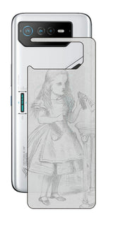 ASUS ROG Phone 6 / ROG Phone 6 Pro用 背面 保護 フィルム 名画プリント ジョン・テニエル ( John Tenniel ) 「私を飲んで」と書かれた瓶の場面