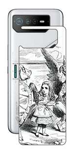 ASUS ROG Phone 6 / ROG Phone 6 Pro用 背面 保護 フィルム 名画プリント ジョン・テニエル ( John Tenniel ) 海ガメもどきとグリフォン