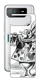 ASUS ROG Phone 6 / ROG Phone 6 Pro用 背面 保護 フィルム 名画プリント ジョン・テニエル ( John Tenniel ) 白ウサギ(ラッパ)