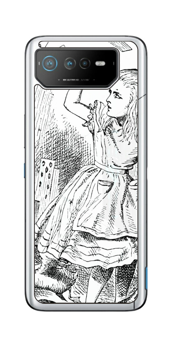 ASUS ROG Phone 6 / ROG Phone 6 Pro用 背面 保護 フィルム 名画プリント ジョン・テニエル （ John Tenniel ) トランプがアリスにとびかかる場面