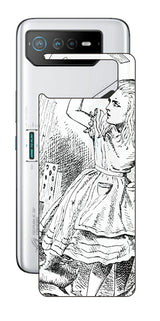 ASUS ROG Phone 6 / ROG Phone 6 Pro用 背面 保護 フィルム 名画プリント ジョン・テニエル ( John Tenniel ) トランプがアリスにとびかかる場面