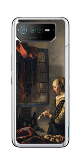 ASUS ROG Phone 6 / ROG Phone 6 Pro用 背面 保護 フィルム 名画 プリント フェルメール 開いた窓辺で手紙を読む少女 ( ヨハネス・フェルメール Johannes Vermeer )
