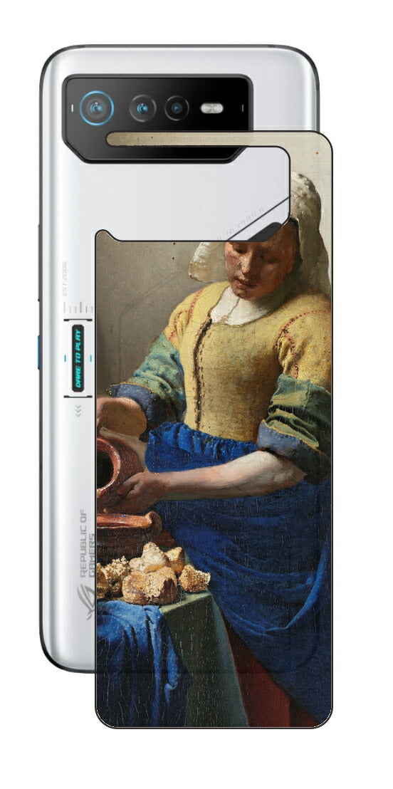 ASUS ROG Phone 6 / ROG Phone 6 Pro用 背面 保護 フィルム 名画 プリント フェルメール 牛乳を注ぐ女 （ ヨハネス・フェルメール Johannes Vermeer ）