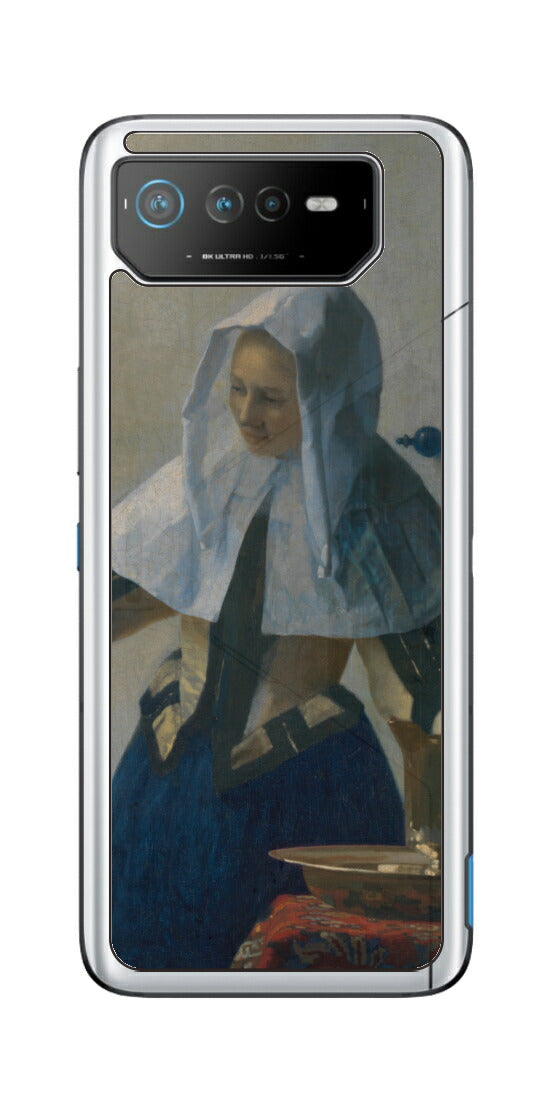 ASUS ROG Phone 6 / ROG Phone 6 Pro用 背面 保護 フィルム 名画 プリント フェルメール 水差しを持つ若い女性 （ ヨハネス・フェルメール Johannes Vermeer ）