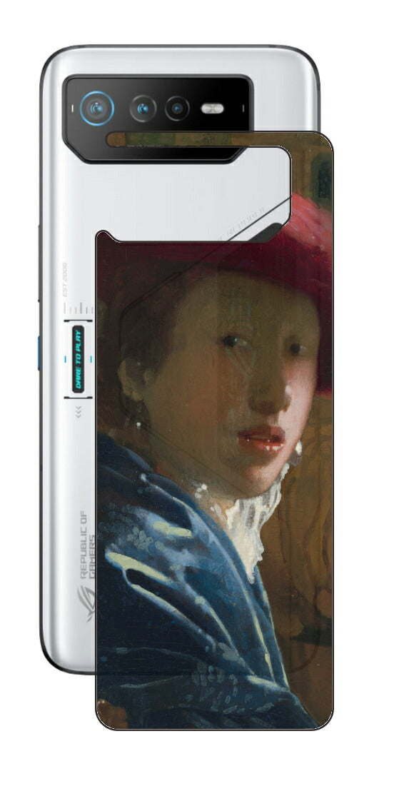 ASUS ROG Phone 6 / ROG Phone 6 Pro用 背面 保護 フィルム 名画 プリント フェルメール 赤い帽子の少女 （ ヨハネス・フェルメール Johannes Vermeer ）