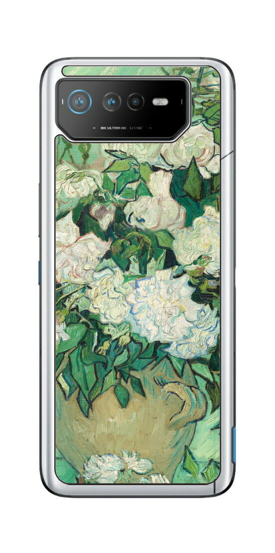 ASUS ROG Phone 6 / ROG Phone 6 Pro用 背面 保護 フィルム 名画 プリント ゴッホ バラ（ フィンセント ファン ゴッホ Vincent Willem van Gogh ）
