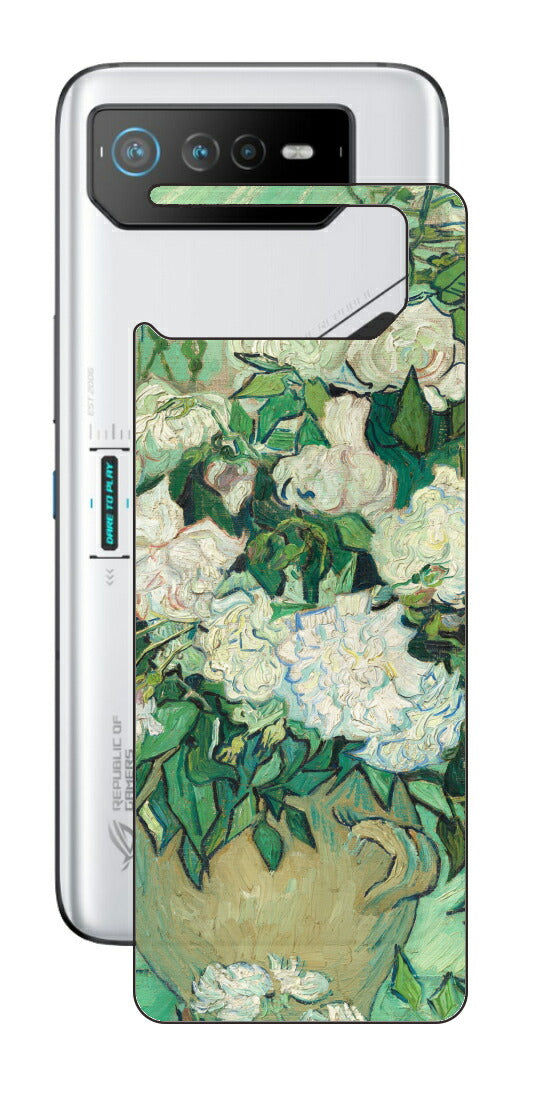 ASUS ROG Phone 6 / ROG Phone 6 Pro用 背面 保護 フィルム 名画 プリント ゴッホ バラ（ フィンセント ファン ゴッホ Vincent Willem van Gogh ）