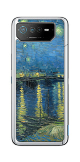 ASUS ROG Phone 6 / ROG Phone 6 Pro用 背面 保護 フィルム 名画 プリント ゴッホ ローヌの星月夜( フィンセント ファン ゴッホ Vincent Willem van Gogh )