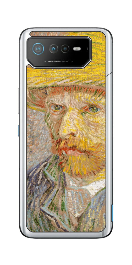 ASUS ROG Phone 6 / ROG Phone 6 Pro用 背面 保護 フィルム 名画 プリント ゴッホ 麦わらの自画像（ フィンセント ファン ゴッホ Vincent Willem van Gogh ）