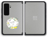 【背面左右2ヶ所 】 Surface Duo 2用 【コラボ プリント Design by すいかねこ 002 】 カーボン調 背面 保護 フィルム 日本製