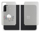 【背面左右2ヶ所 】 Surface Duo 2用 【コラボ プリント Design by すいかねこ 003 】 カーボン調 背面 保護 フィルム 日本製