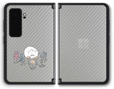【背面左右2ヶ所 】 Surface Duo 2用 【コラボ プリント Design by すいかねこ 003 】 カーボン調 背面 保護 フィルム 日本製