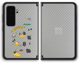【背面左右2ヶ所 】 Surface Duo 2用 【コラボ プリント Design by すいかねこ 004 】 カーボン調 背面 保護 フィルム 日本製