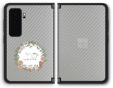 【背面左右2ヶ所 】 Surface Duo 2用 【コラボ プリント Design by すいかねこ 008 】 カーボン調 背面 保護 フィルム 日本製