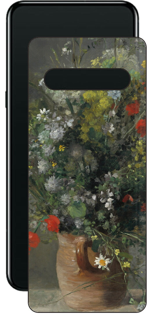 LG V60 ThinQ 5G用 背面 保護 フィルム 名画 プリント ルノワール 花瓶の花（ ピエール＝オーギュスト・ルノワール Pierre-Auguste Renoir ）